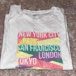 GAP White Tee with Multicolor City Print